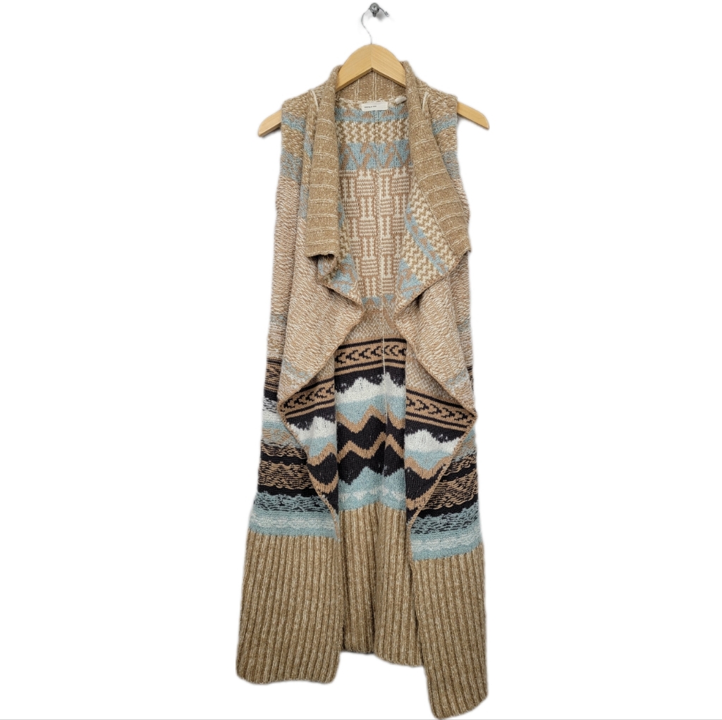 Anthropologie Sleeping On Snow Quillins Jacquard Knit Cardigan Duster